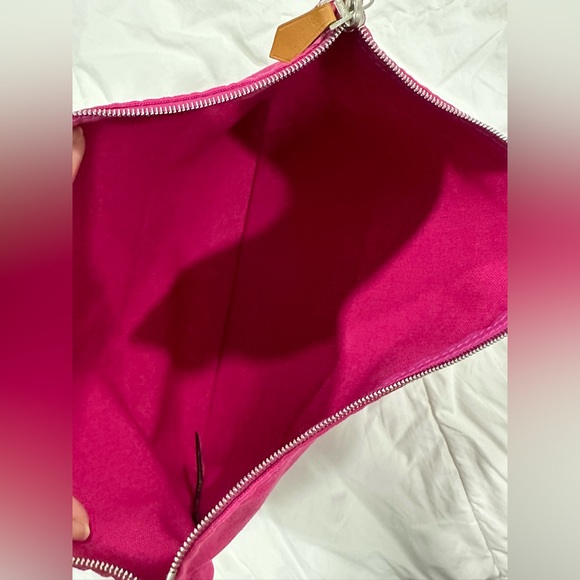 HERMES BORA BORA GM Pink Canvas Leather Cotton Pouch Flat Clutch Bag - Picture 6 of 10